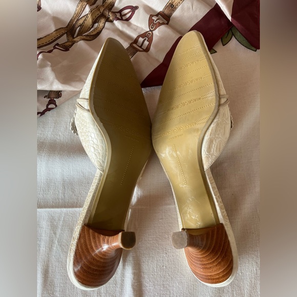 Stuart Weitzman Crocodile Embossed Leather Mule 9N - Picture 9 of 12